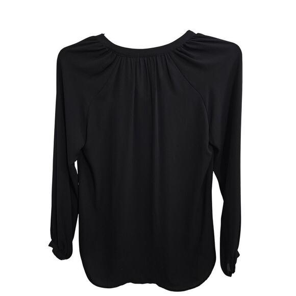 Bellatrix Black Dress Shirt White Lace Trim. Size XS Button Sleeve - Picture 2 of 6